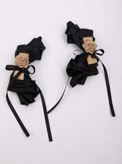 Gold Rose Lolita Black Bowknot Hairclip
