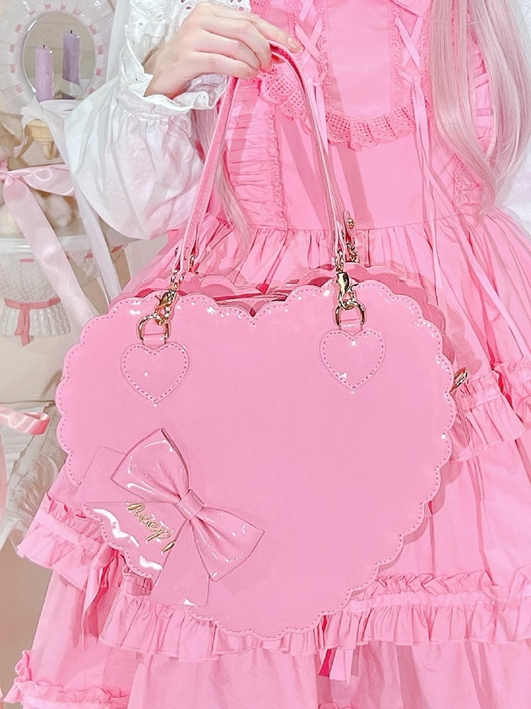 Barbie Design Leather Heart-shaped - Bag Pink 2-Way PU Lolita in Sweet