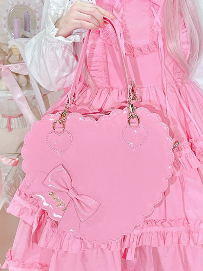 Barbie Design Leather Heart-shaped - Bag Pink 2-Way PU Lolita in Sweet