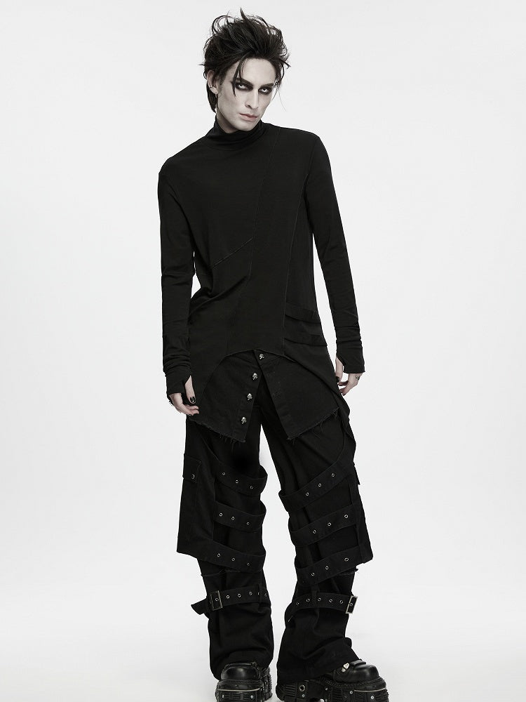 Shadow Turtle Neck Black Men's Gothic T-shirt - Punk Rave