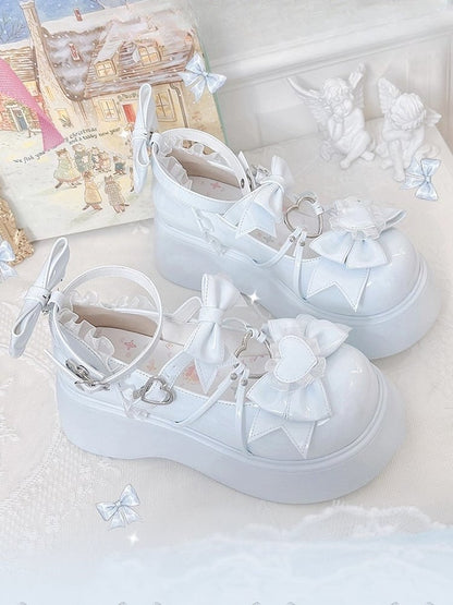 Decor Mary Janes Platform Heart in with Blue PU