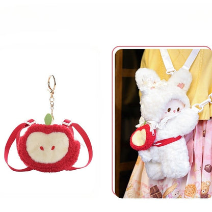 White Bag Backpack/Crossbody Keychain Plush Rabbit Backpack Bowknot +