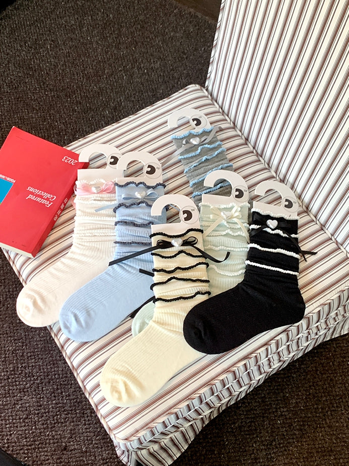 Calf Color Heart 6 Decorated Bowknot Options Loose Beaded Detail