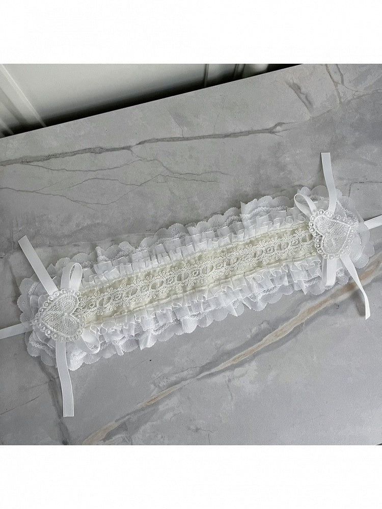 White Lace Hairband with Bow and Heart - Magic Diary
