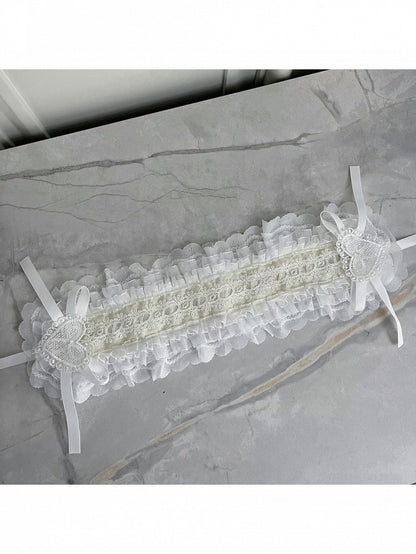 White Lace Hairband with Bow and Heart - Magic Diary