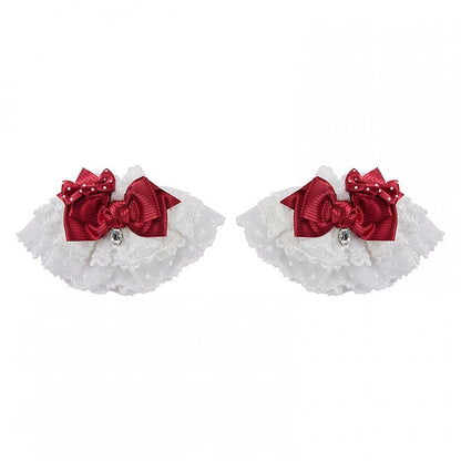 Rosa/weiße Handfesseln mit Schleife