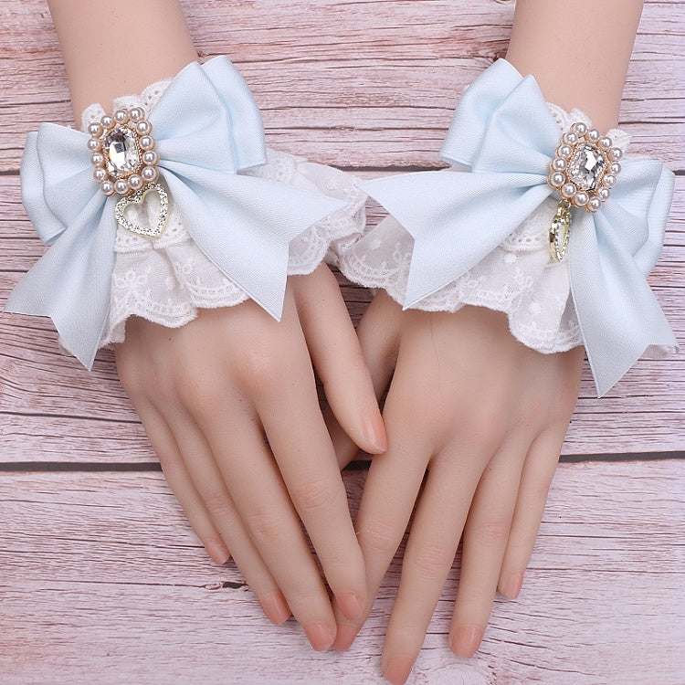 Kei Bowknot Wrist Options Jirai Heart Cuffs Charm 4 Color Lace Rhinestone