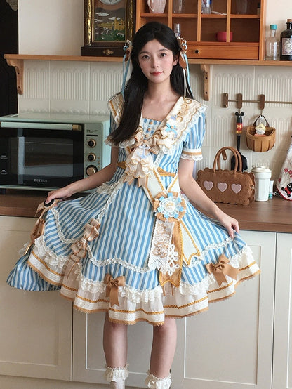 Long Ribbon Sailor Lolita Bow Hairclips with Wax Stamp - Twin Bear Original Design