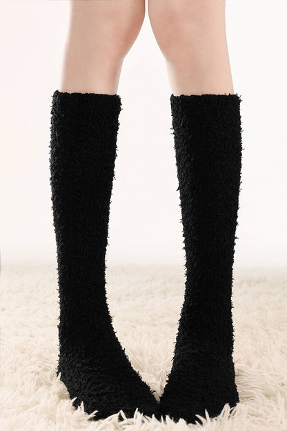 Calf 6-Color Fuzzy Socks Solid