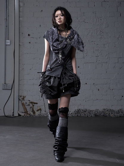 ダークフォールドオーバーウエスト フェードウォッシュ ヴィンテージ レースアップ グレー