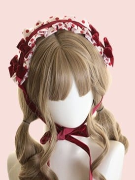 Dot Sweet Hairband Velvet RedWhite Bowknot Lolita Polka