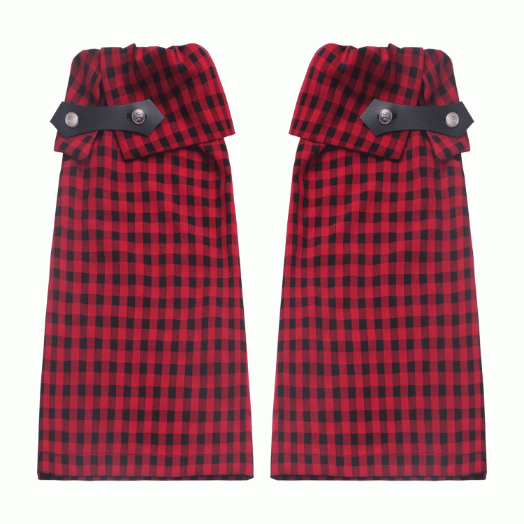 Bein- und Plaid-Schwarz-Rot-Stulpen