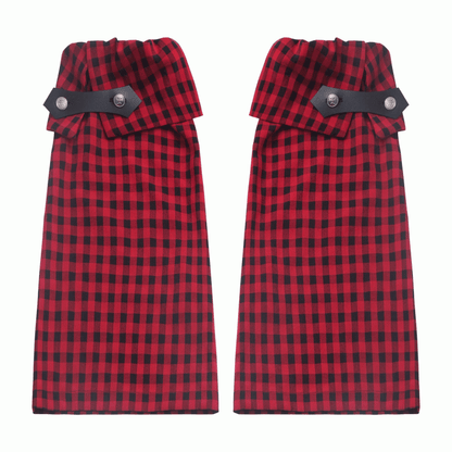 レッグ＆チェック柄ブラックレッドウォーマー