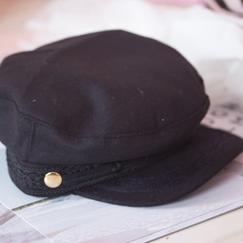 2 Options Black Beret with Golden Cross Chain