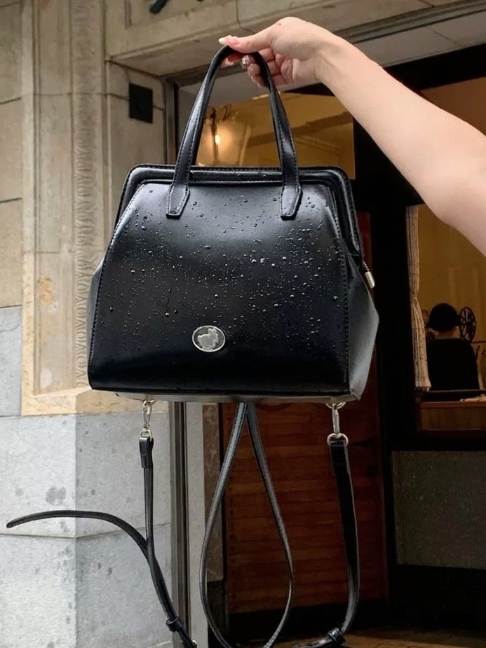 Classic Crossbody Bag with Silver Emblem - Lalacita