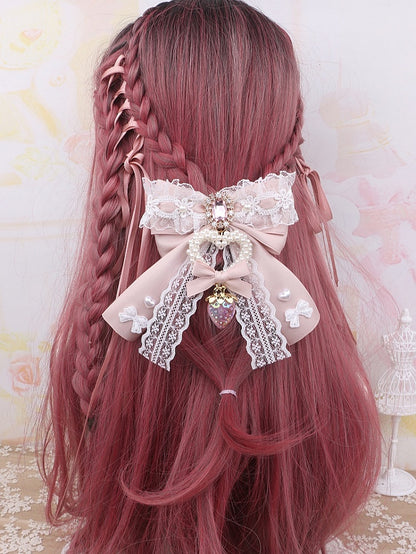 Large 4 Strawberry Options Color Bowknot Kei Charm Hairclip Heart Jirai