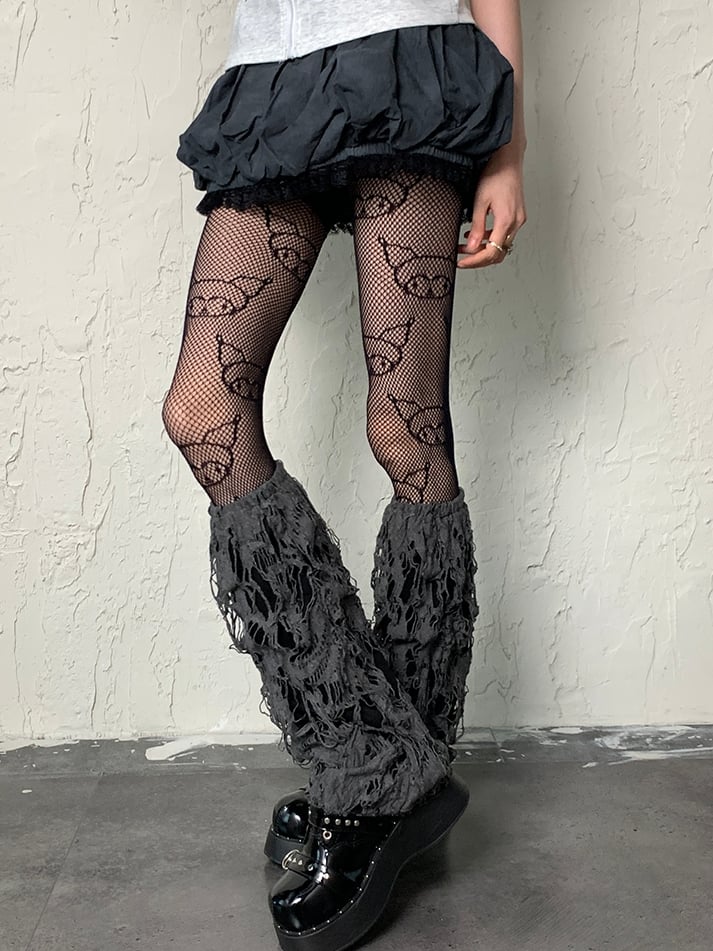 Beinwärmer Punk Grau Cut-out Design Wasteland