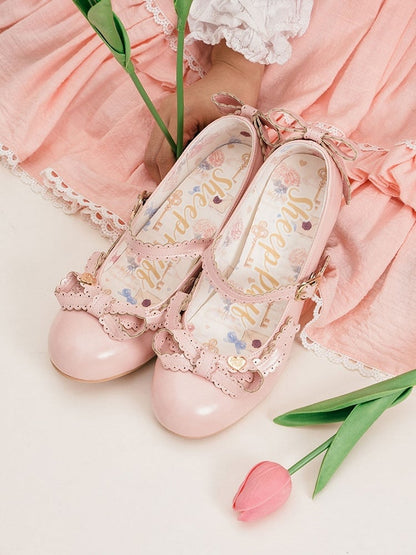 Mary Decorated Top Heart Bow Janes at Pink