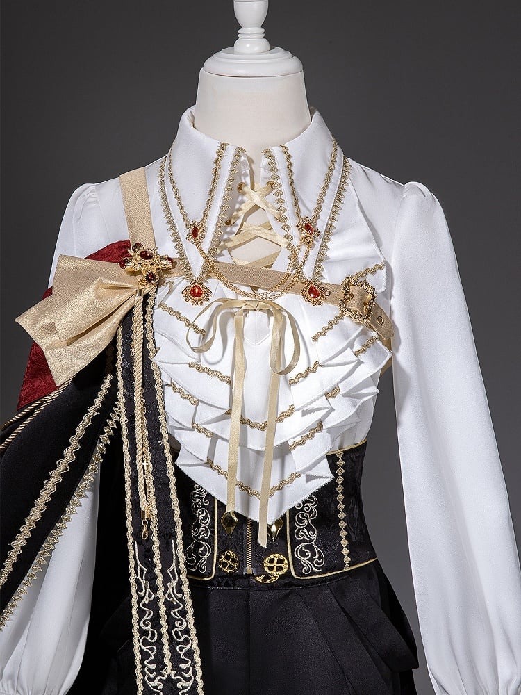 Elegant White Ouji Lolita Jabot Collar Shirt - Xiong Dou Jiang