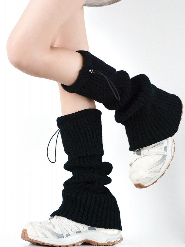 Vertical Colors Pattern Design Leg Drawstring Warmers Knitted Striped 8