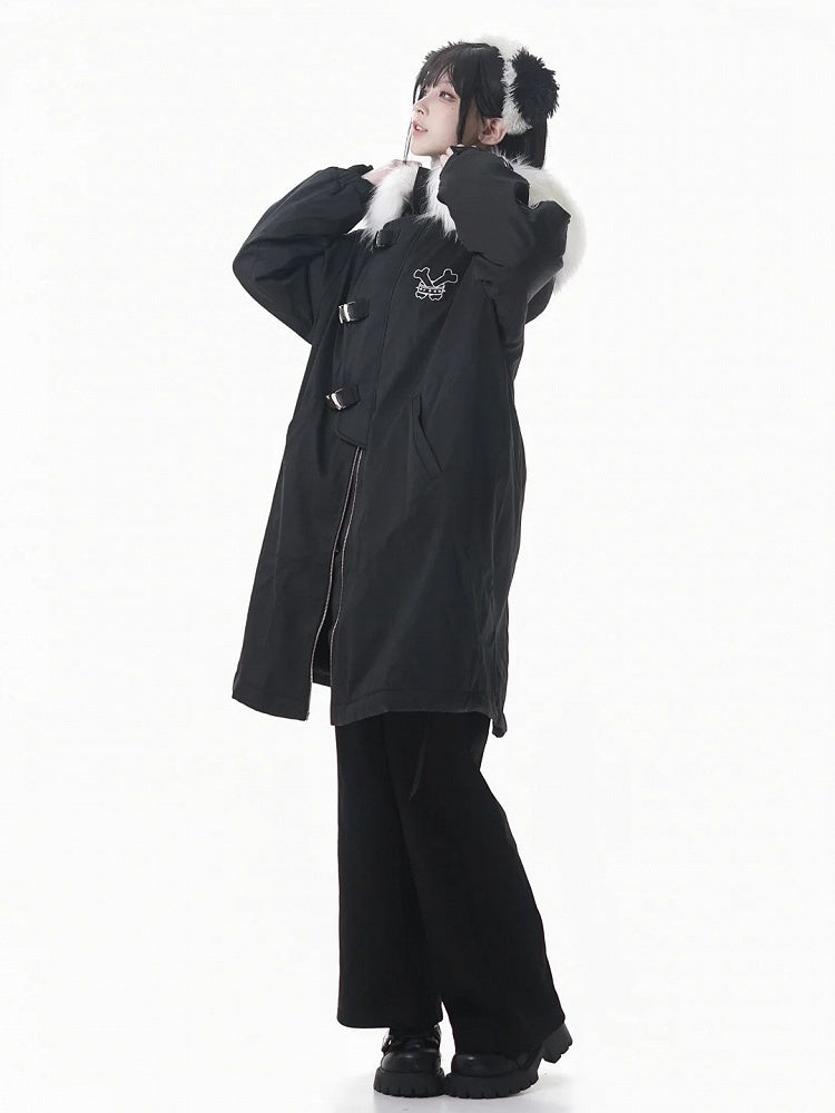 and Cozy Detailing Fleece-Lined Hood Mid with Black/Purple Star Coat Patch Plush Length