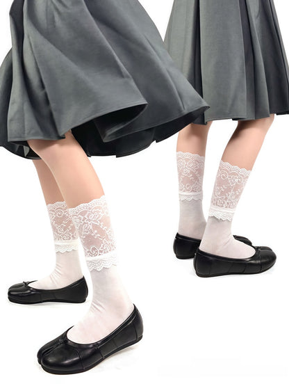 Style Black/White Socks Lace Cuff Ballet