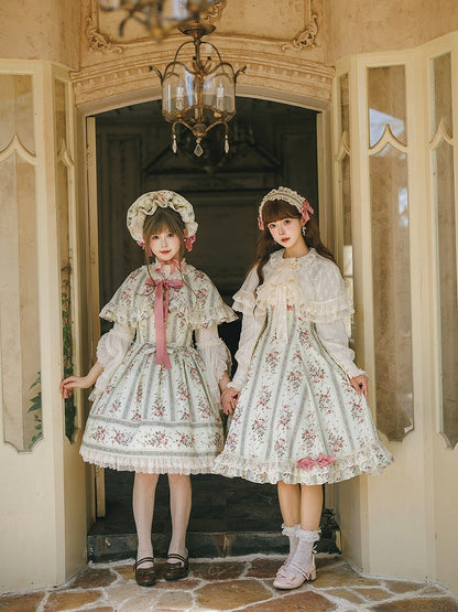 Three Color Cape Floral Print with Lace Trim - Miss Cube Dressworks