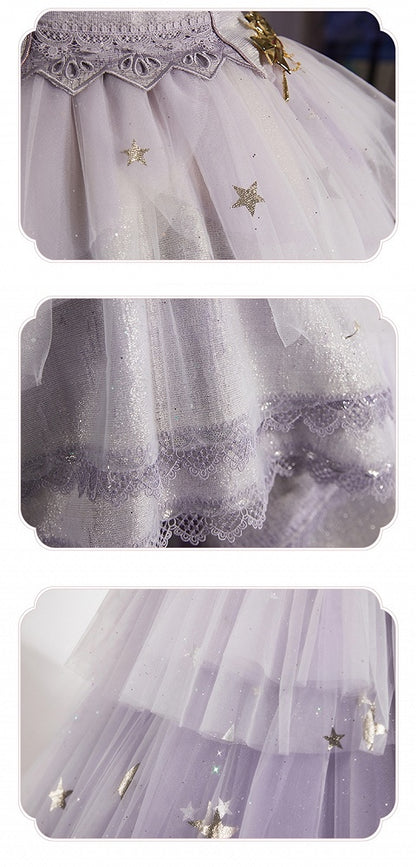 Star Dream Light Purple Sleeveless Top Stars High-low Skirt Set - Nikki Tomorrow