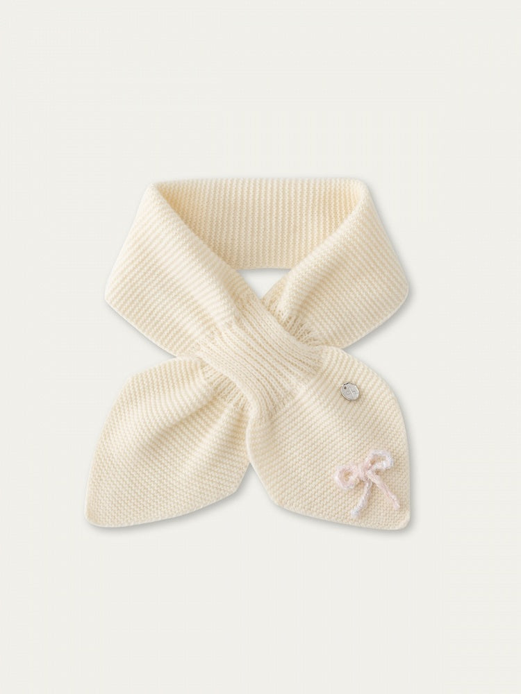 Écharpe à nœud avec 4 motifs Kawaii en laine