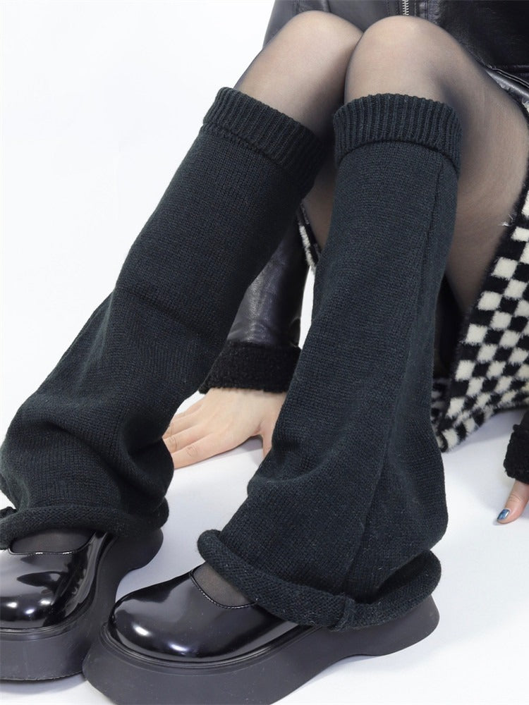 Knit Kawaii Fashion Leg Black Warmers