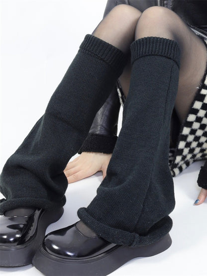 Knit Kawaii Fashion Leg Black Warmers