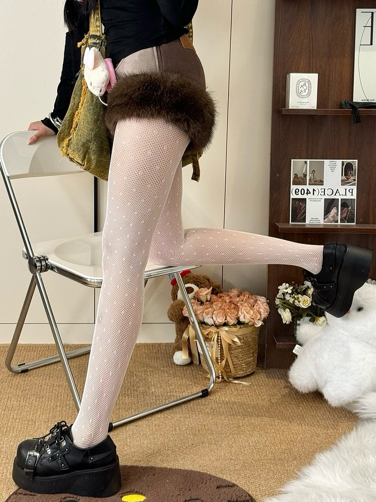 Polka-dot Pattern Purple/White Gray/Black/Dusty Tights