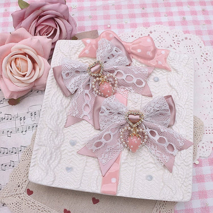 Strawberry Charm Hairclip Options Heart Bowknot Kei Color 5 Jirai