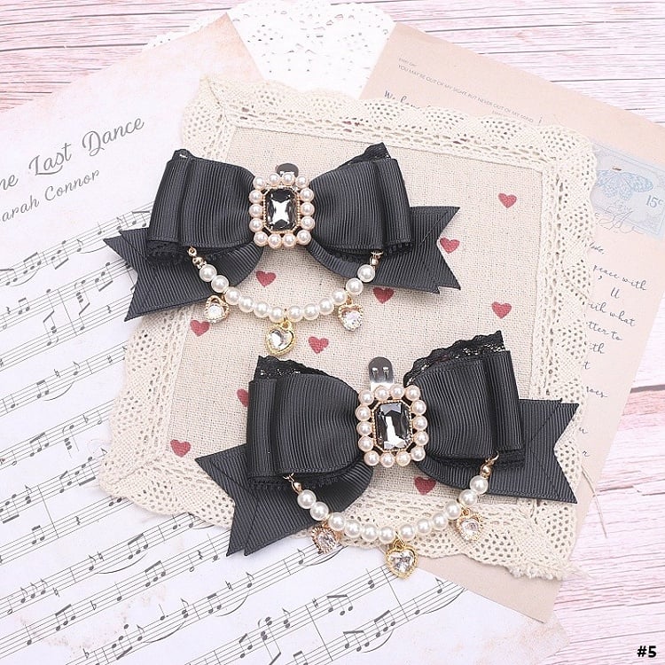 Options Jirai Shoe 8 Pearl Chain Large Bowknot in Clips Color Kei Size