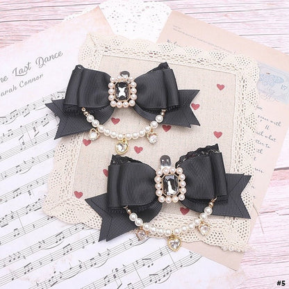 Options Jirai Shoe 8 Pearl Chain Large Bowknot in Clips Color Kei Size