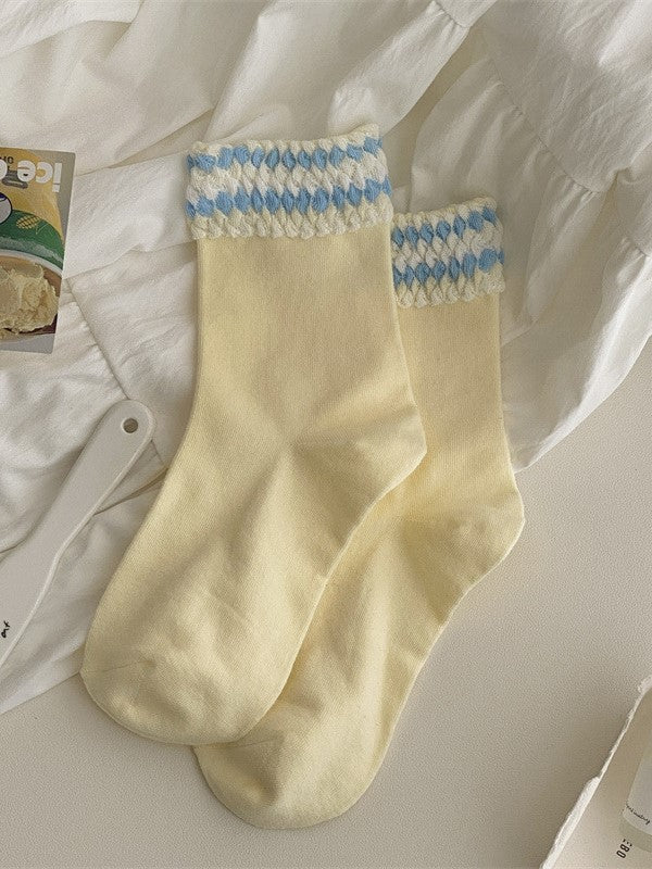 Kalbsrote/Gelbe/Blaue/Weiße Lolitasocken