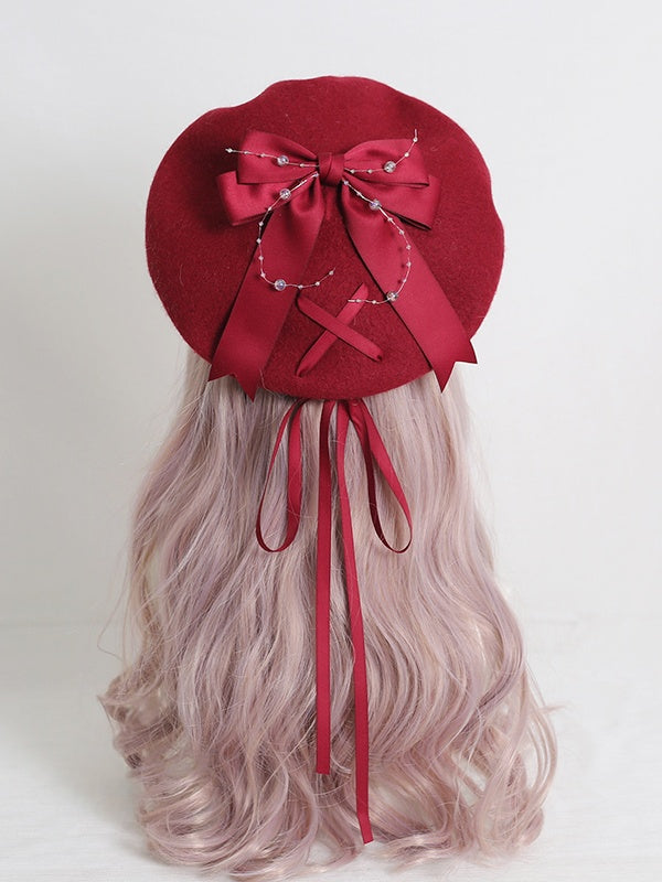 With Cute 4 Lolita Bowknot Ribbon Colors Beret