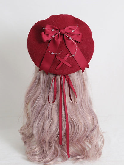 With Cute 4 Lolita Bowknot Ribbon Colors Beret
