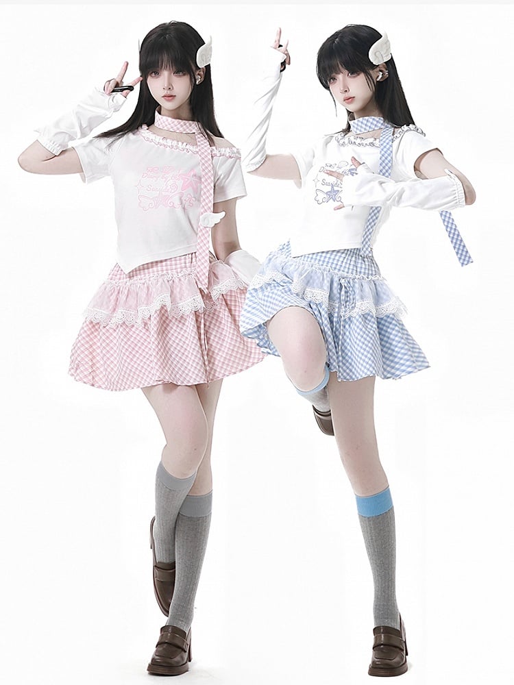 White Button Angel Armwear Accent Wing Blue/Pink