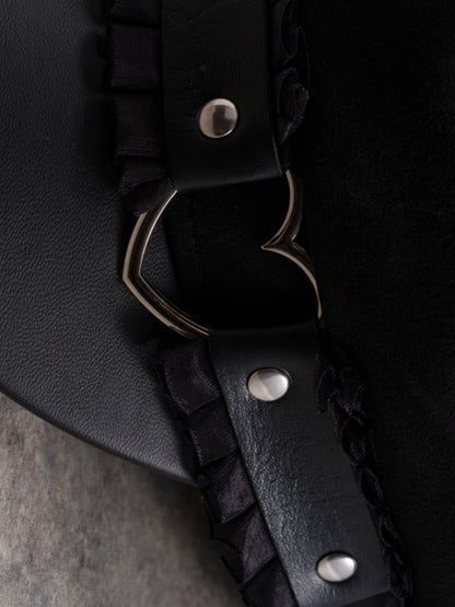 Ruffled Pin Hat Beret Decorated Black Trim Gothic