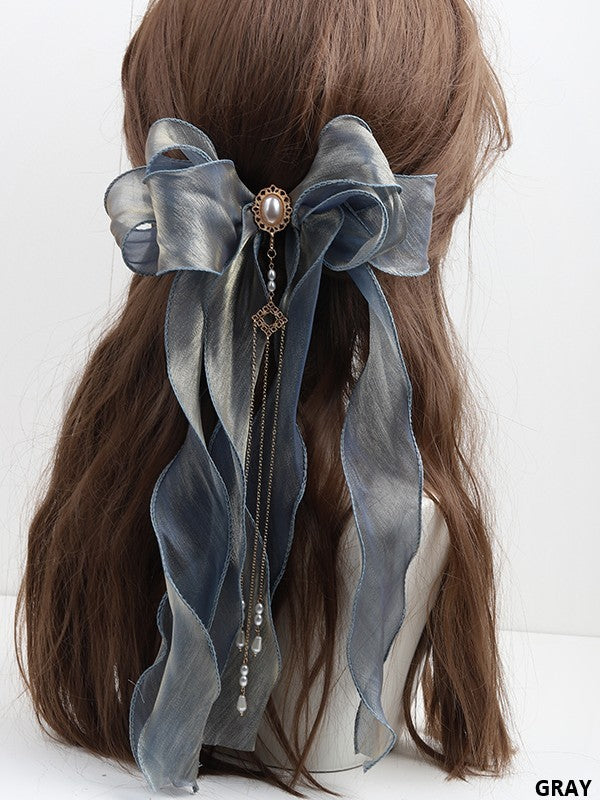 Color Hairclip Options 11 Lolita Organza Tassel Bowknot Pearl