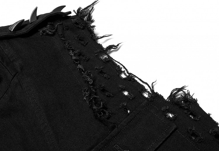 Black Men's Punk Old Medium Length Vest