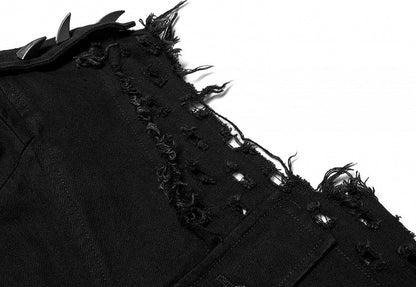 Men's Vest Punk Length Medium Black Old