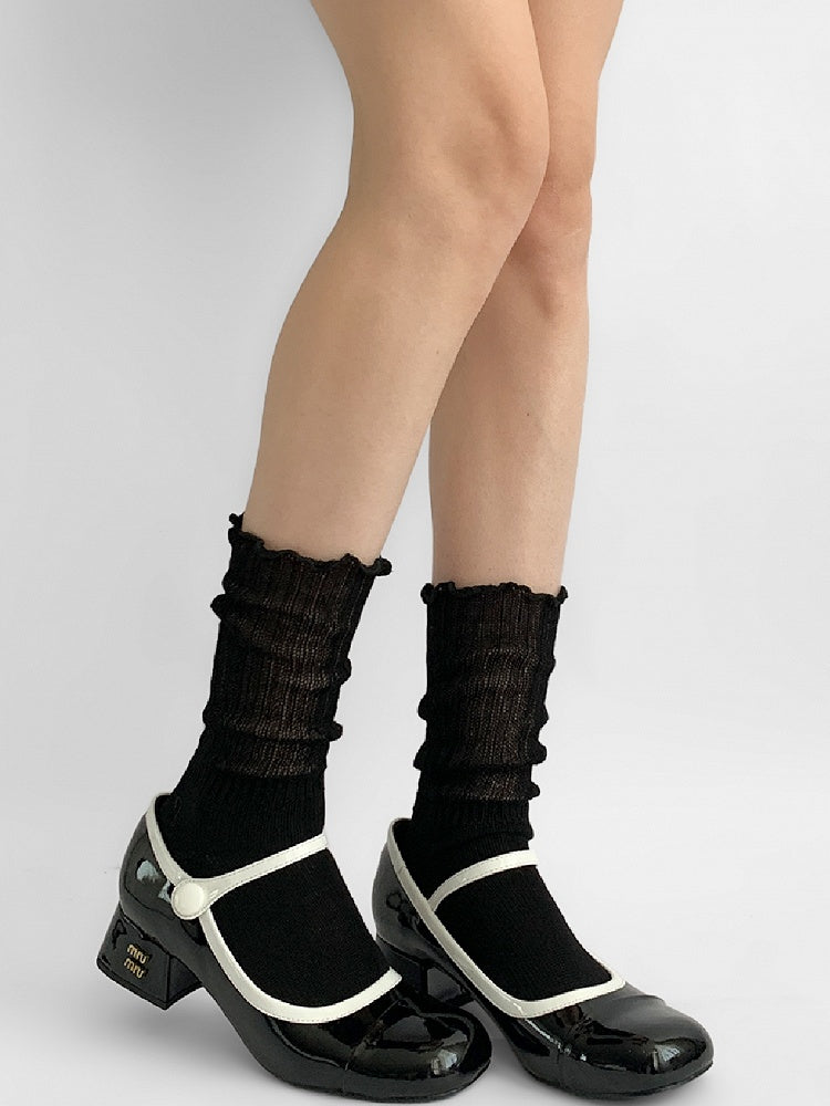 Calf Knitted Light Loose Gray/Black/Pink Gray/White/Dark Socks