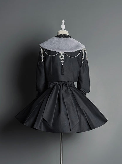 Hanging Tassel Silver with Lolita Chain Back Patch Shoulder Gothic