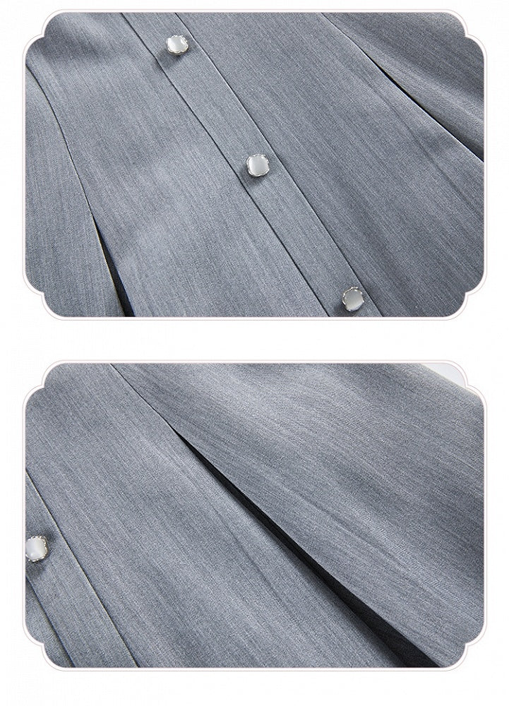 Fit Fashion Taille Lolita Grau Kleid Elegant Slim