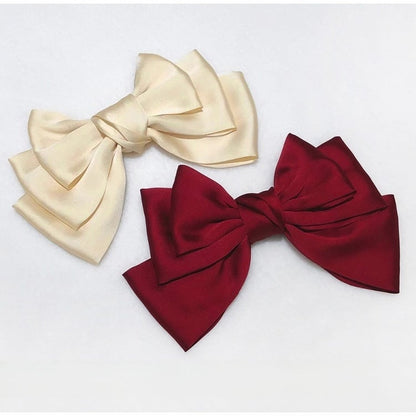 Light Hairclip Red Champagne Bowknot /