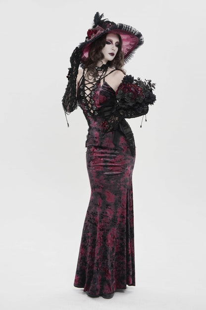 Off Shoulder Halterneck Lace Jsk Dress Black Red Gothic