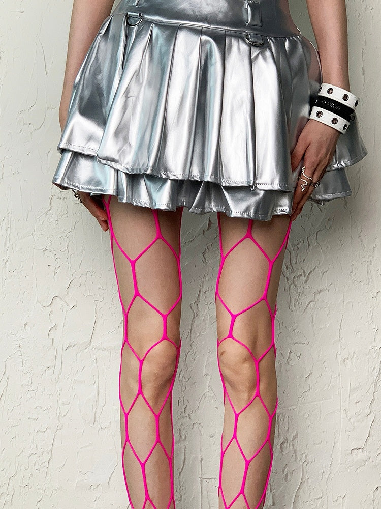 Strumpfhose Y2K Cut-out Schwarz/Rot/Rosenrot Design