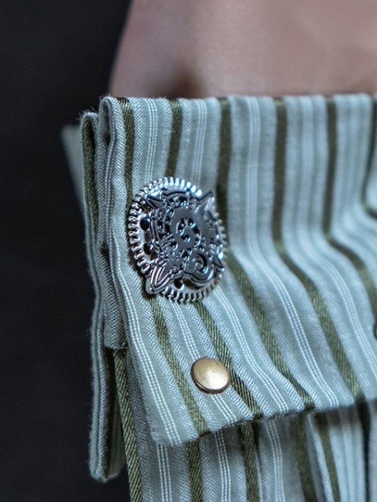 Gear Design Steampunk Cufflinks Silver Badge And